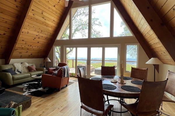A-Frame living room. Amazing light and views