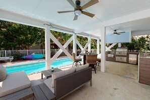 Terrace/patio - Private Pool, Near Beach, Ocean Views, Outdoor Kitchen, Arcade Games, Dog Friendly w/Fence (Kure Beach)