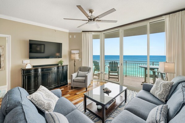 TV, stereo - Aqua 609 | Gulf-Front 3BR/3BA Luxury Condo | Beach Chair Service (Panama City Beach)