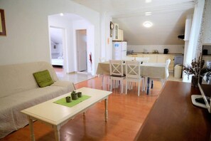 Apartment | Living room | 30-inch TV with digital channels - Sea View Apartment on Walking Distance to sea (Marina)