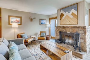 TV, fireplace, offices