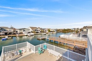 Terrace/patio - Belair (Up) -  Cherry Grove Channel House with a Pool (North Myrtle Beach)
