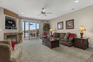 TV, fireplace, DVD player