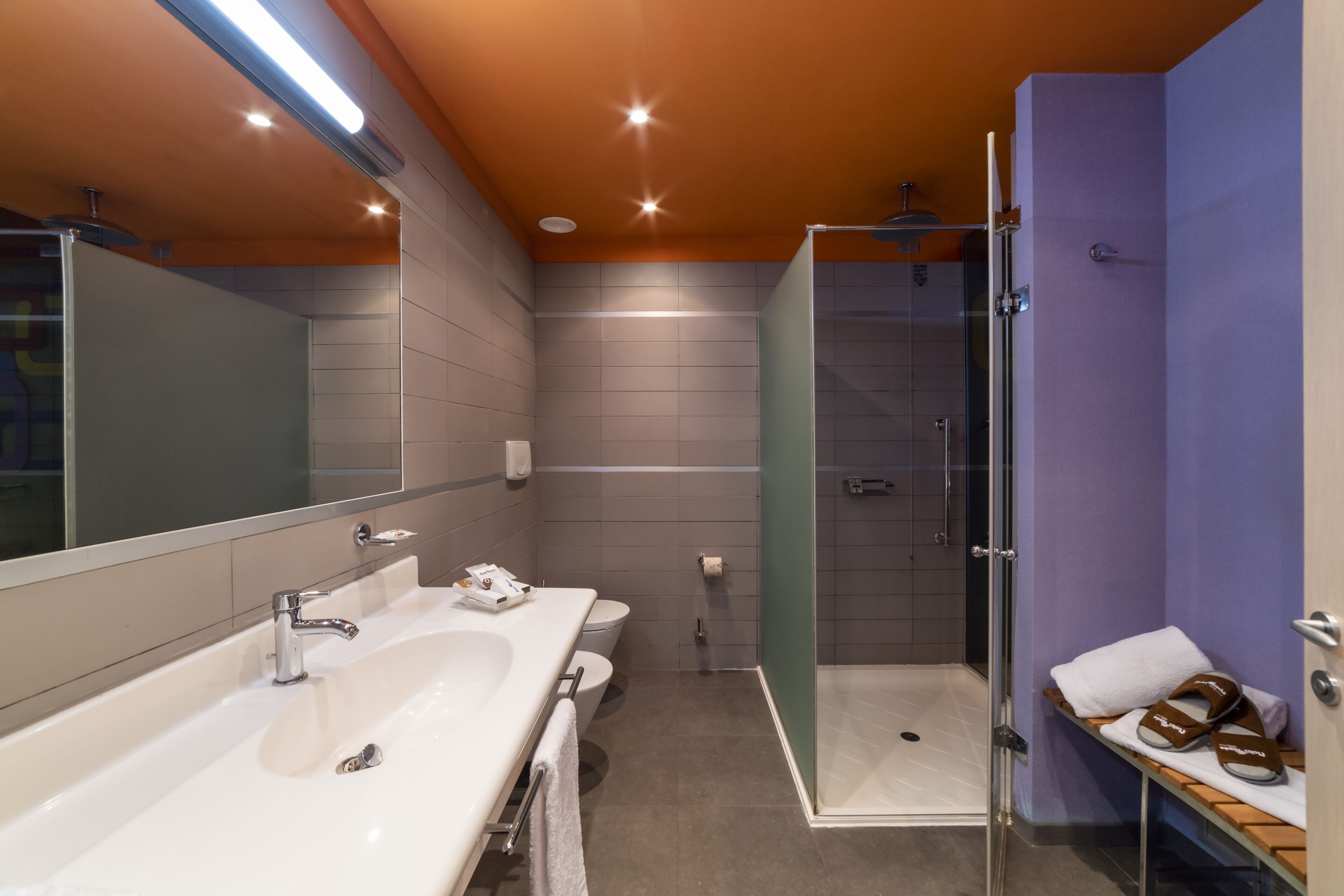 junior double room | bathroom | shower, free toiletries, hair dryer, dressing gowns