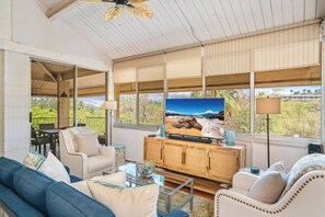 Flat-screen TV, DVD player