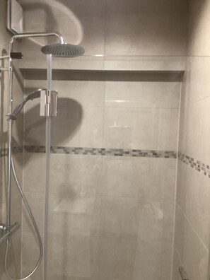 Shower, hair dryer, toilet paper