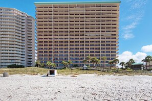 Enjoy stunning ocean views from the spacious balconies of this beachfront hotel.