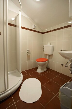 Shower, hair dryer, towels - Studio apartment in a top location in Porec, 50 meters from the beach, air conditioned (Porec)