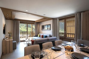 Appartement 4 Pièces 8 personnes | Living area | Flat-screen TV - MGM Hôtels & Résidences – Résidence Chalets Laska (Les Contamines-Montjoie)