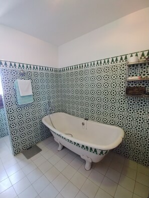 Ensemble douche/baignoire, sèche-cheveux, bidet, serviettes fournies