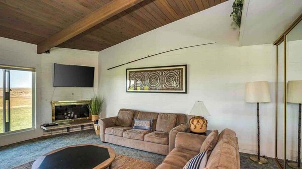 TV, fireplace