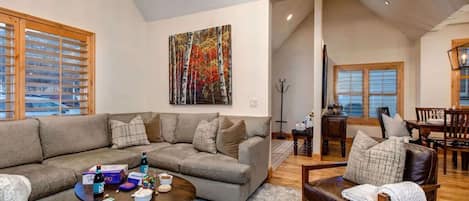 TV, fireplace, offices