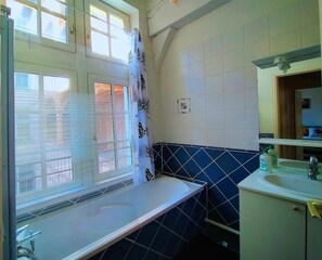 Sèche-cheveux, serviettes fournies, savon, papier toilette