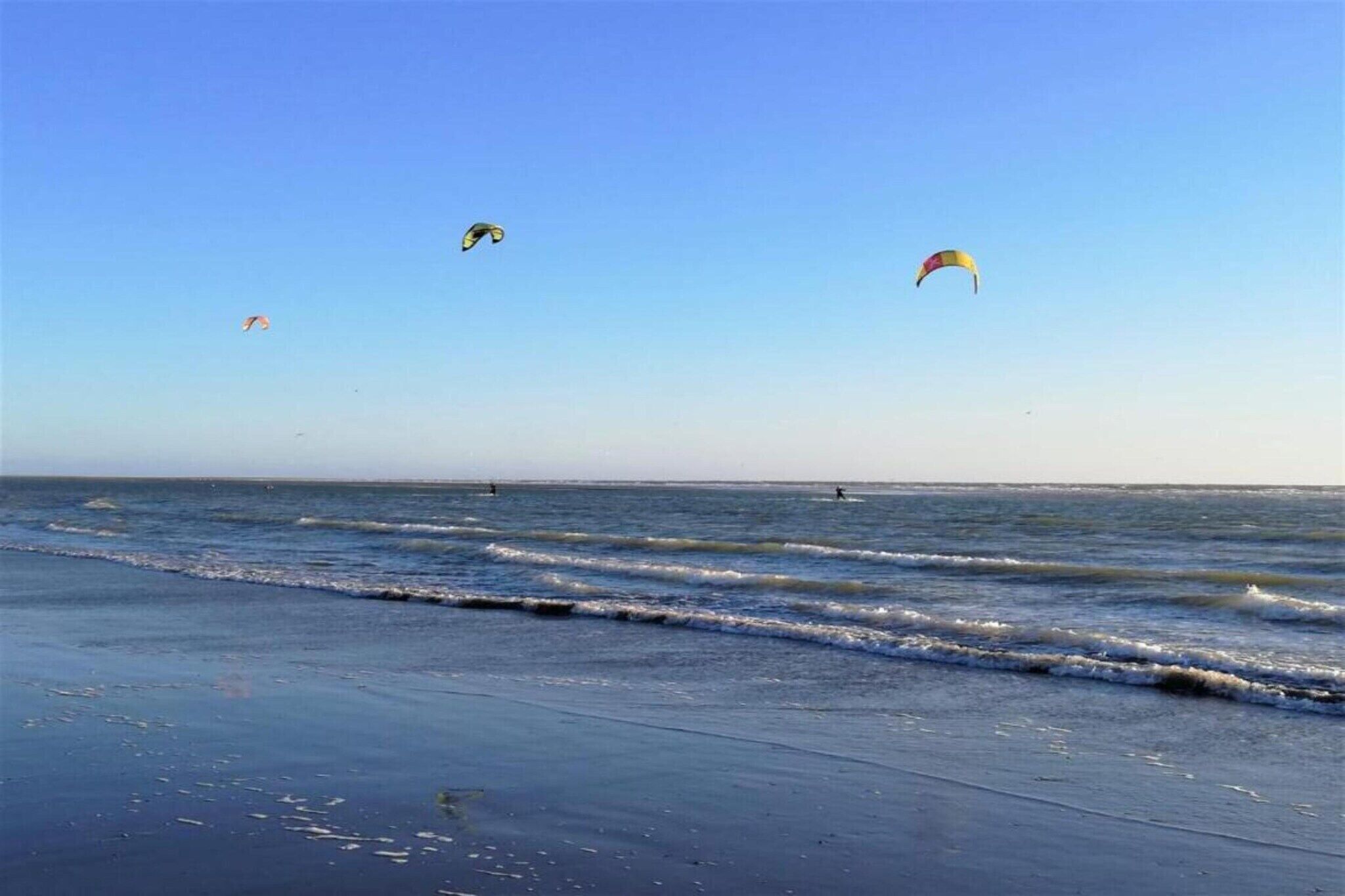 Une plage où de nombreux cerfs-volants s’élèvent dans le ciel.