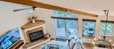 TV, fireplace, offices