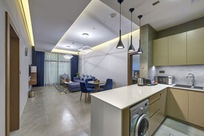 Deluxe Apartment, 2 Bedrooms | Living area | LED TV - Abar Hotel Apartments (Dubai)