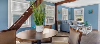 Cabin at The Beach , not handicapped accesible- has stair access . 1 bathroom