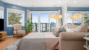 1 bedroom, desk, iron/ironing board, travel crib