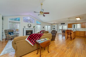 Smart TV, fireplace, video games, table football