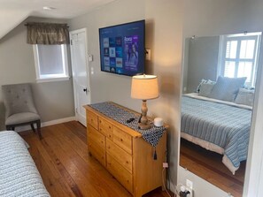 1 bedroom, desk, iron/ironing board, travel cot