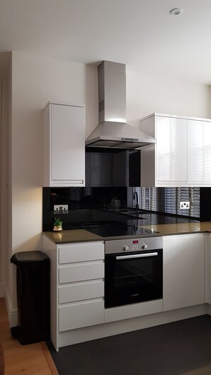 Apartment | Private kitchen | Full-sized fridge, oven, dishwasher, cleaning supplies - central urban 3bed Apartment (London)