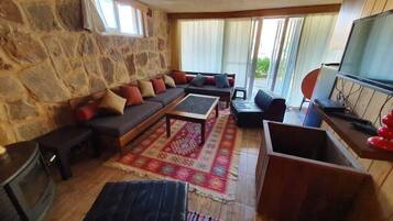 Télévision à écran plat, cheminée