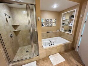 Bathtub, hair dryer, towels
