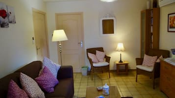 Televisie, een dvd-speler, boeken en een muziekbibliotheek