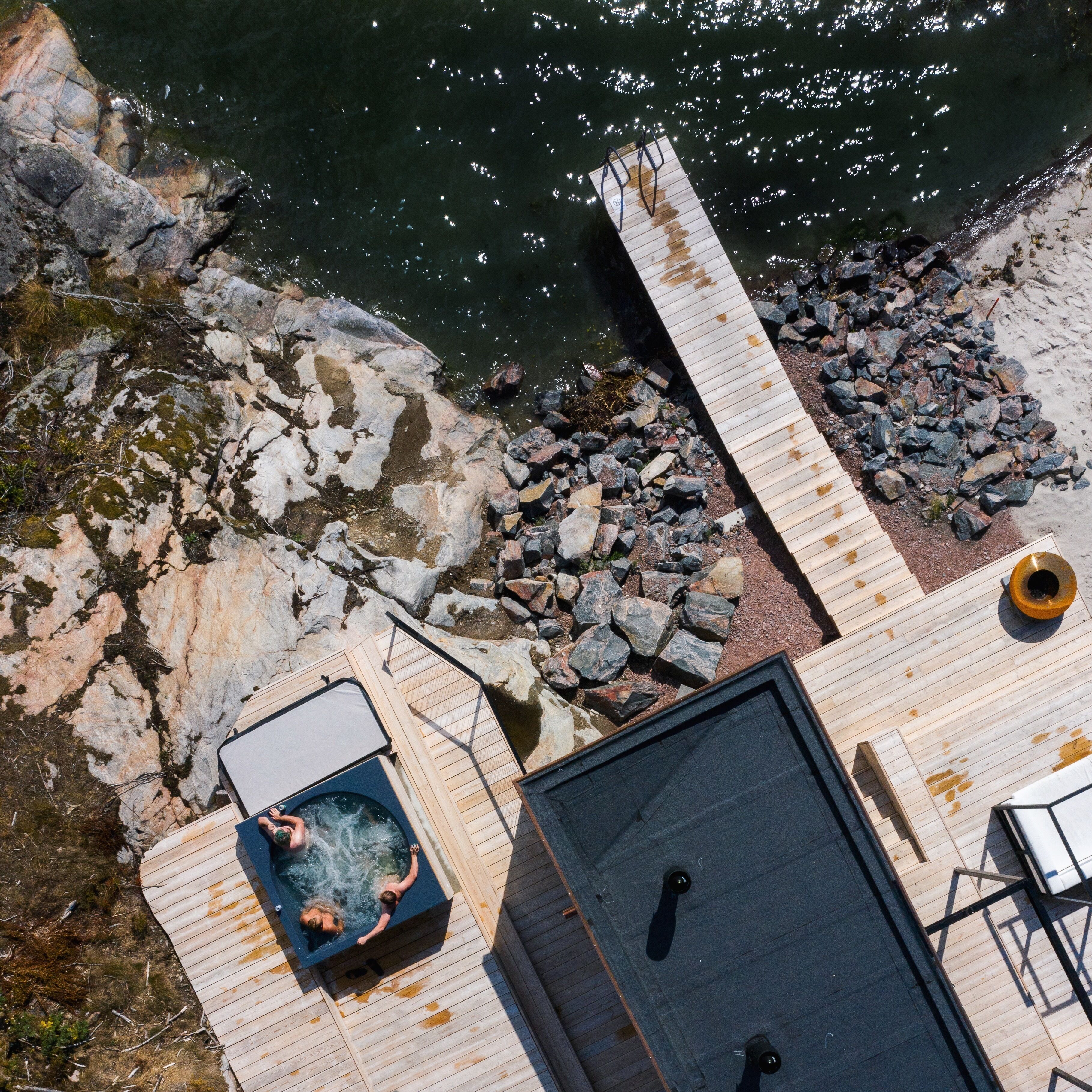private beach, white sand, sun-loungers