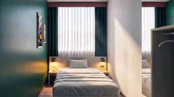 In-room safe, desk, laptop workspace, blackout curtains