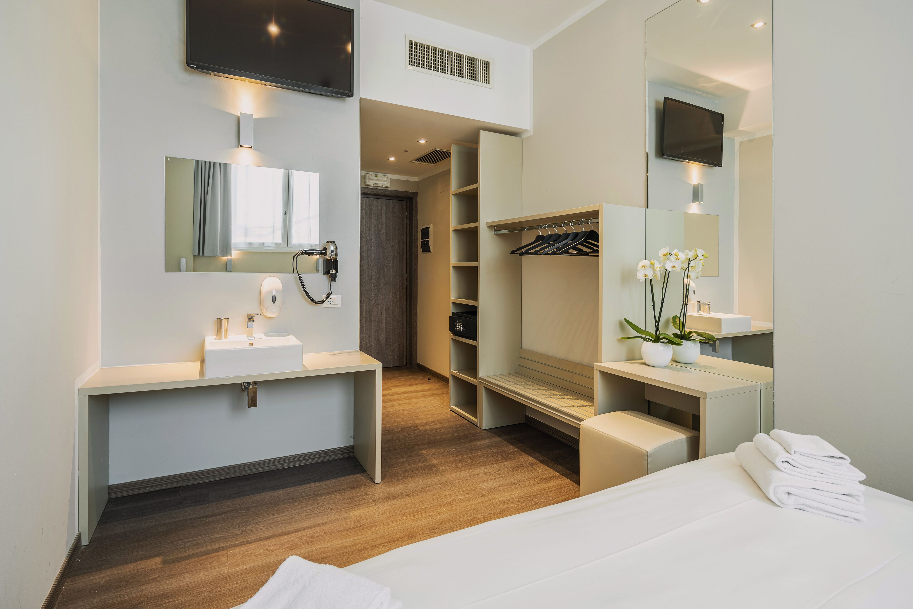 double or twin room | in-room safe, desk, laptop workspace, blackout curtains