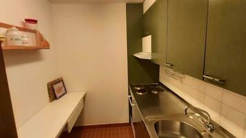 Fridge, oven, stovetop, electric kettle