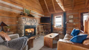 Télévision, cheminée, chaîne hi-fi, espaces bureaux