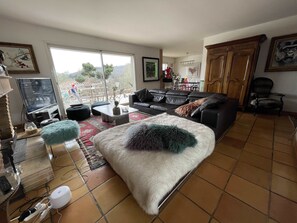 Télévision, baby-foot, table de tennis de table, livres