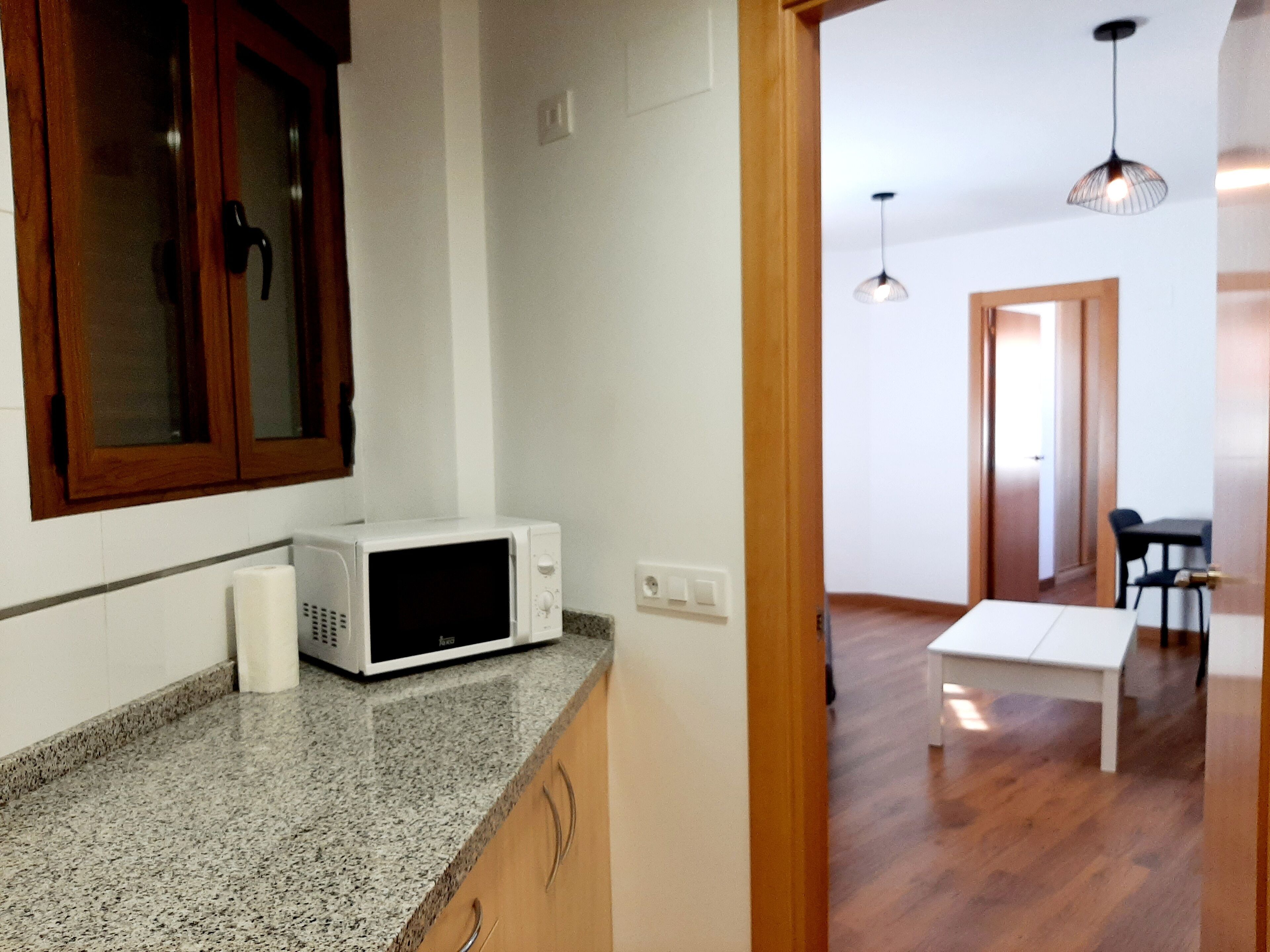 Familie appartement | Privékeuken | Een mini-koelkast, een magnetron, een oven, een broodrooster