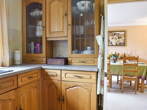 Oven, dishwasher, highchair, cookware/dishes/utensils