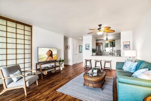 Condo, Multiple Beds, Ocean View (Keauhou Kona Surf & Racquet Club #1-1) | Living area | 48-inch flat-screen TV with cable channels, TV - Keauhou Kona Surf & Racquet Club #1-103 (Kailua-Kona)