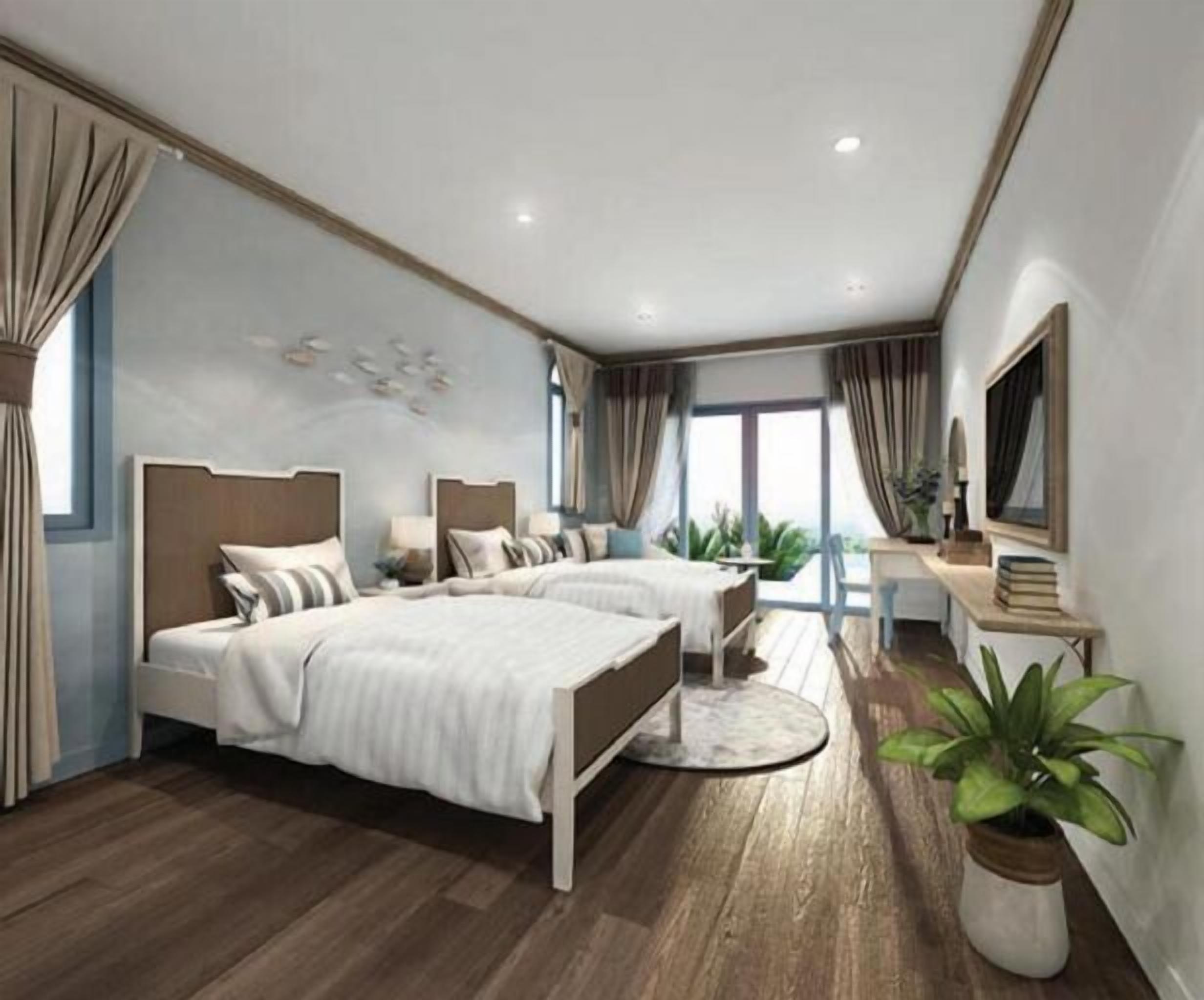 Minibar, safe på rommet, skrivebord for bærbar PC og blendingsgardiner