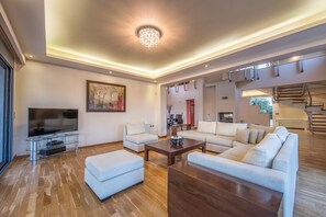 Smart TV, fireplace, DVD player, table tennis