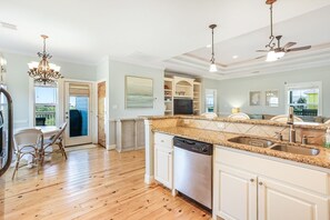 Fridge, microwave, dishwasher, coffee/tea maker