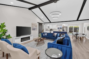 TV, fireplace, offices
