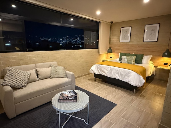 Junior Studio Suite, 1 Bedroom, Terrace, Tower | Minibar, in-room safe, desk, laptop workspace