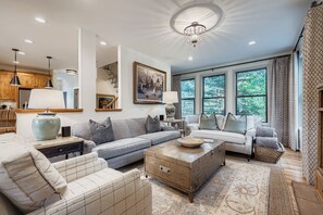 TV, fireplace, offices