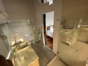 Shower, hair dryer, towels, soap - 360-Degree view large family room for 13 guests (Alajuela)