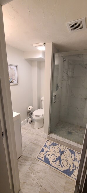 Shower, hair dryer, towels, soap - 3 Bedroom Condo steps from Hampton beach and boardwalk! (Hampton)
