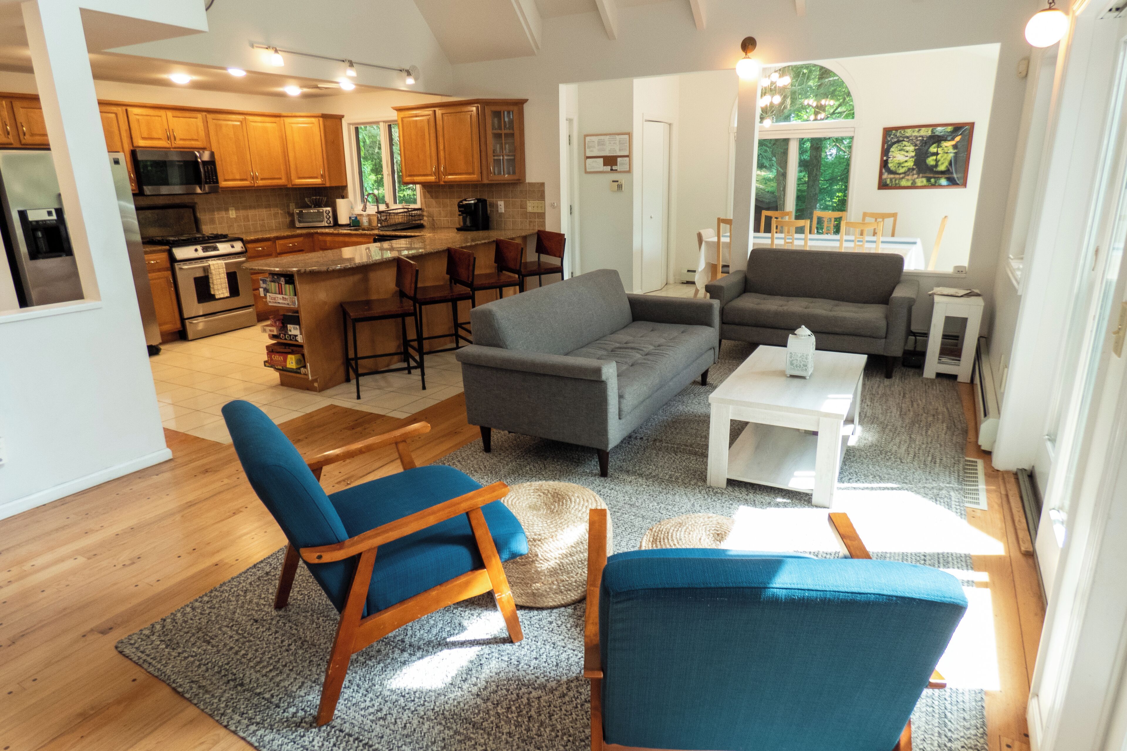 Télévision, cheminée, lecteur de DVD