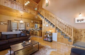 Smart TV, fireplace, video games, DVD player