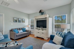 Smart TV, DVD player, books - Fort Morgan 3BR Cottage | Pool, Walk to Beach | Late-Summer & Snowbird Haven (Gulf Shores)
