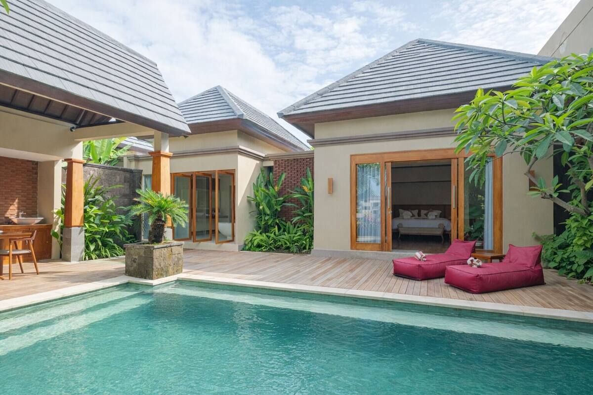 Biệt thự, 1 phòng ngủ, hồ bơi riêng | Bộ đồ giường cao cấp, minibar, két bảo mật tại phòng, bàn