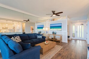 Flat-screen TV, DVD player, stereo